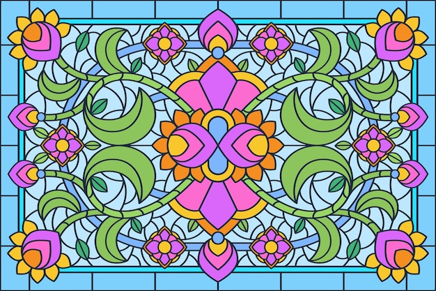 Flat design stained glass background