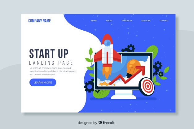 Flat design start up landing page