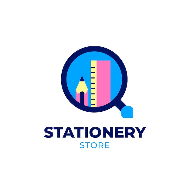 Flat design stationery store logo template