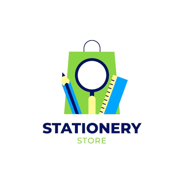 Бесплатное векторное изображение Шаблон логотипа магазина канцелярских товаров в плоском дизайне