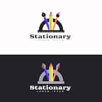 Free vector flat design stationery store logo with tagline