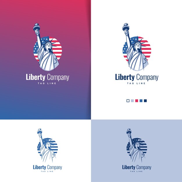 Flat design statue of liberty logo