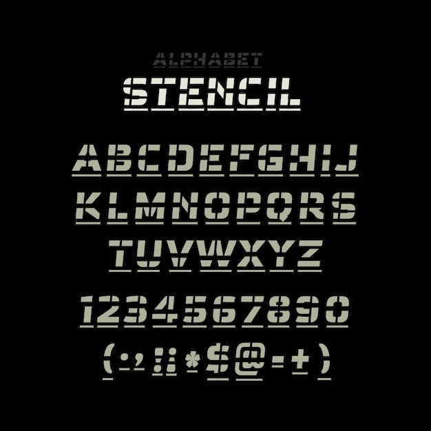 Free vector flat design stencil alphabet characters