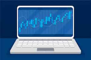 Бесплатное векторное изображение Плоский дизайн концепции фондового рынка с ноутбуком