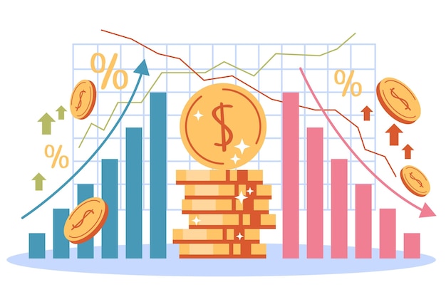 평면 디자인 주식 시장 개념