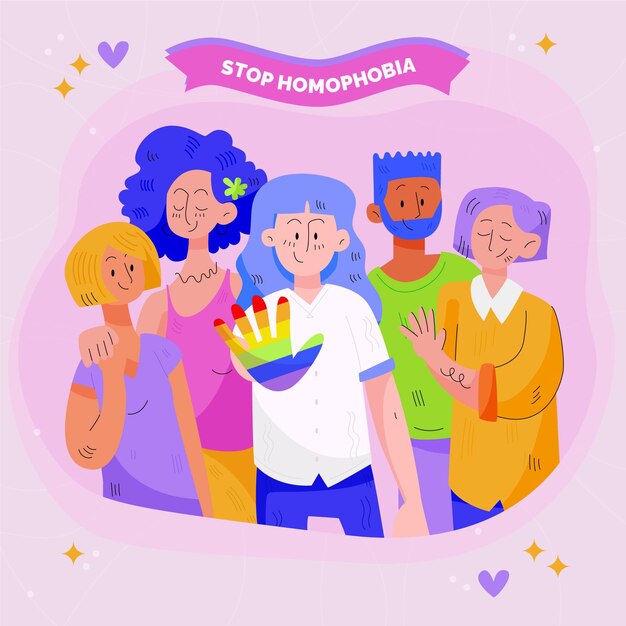 Flat design stop homophobia concept illustration