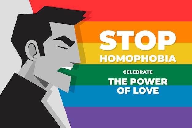 Free vector flat design stop homophobia concept illustration