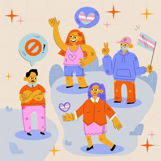 Flat design stop transphobia concept illustration