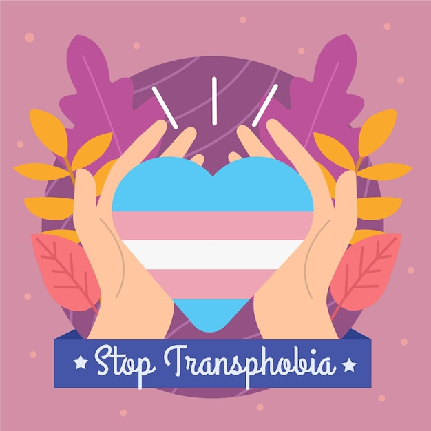 Vettore gratuito bandiera di transfobia fermata design piatto