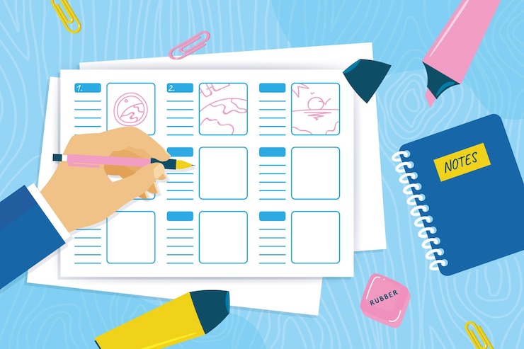 Free Vector flat design storyboard concept with highlighters