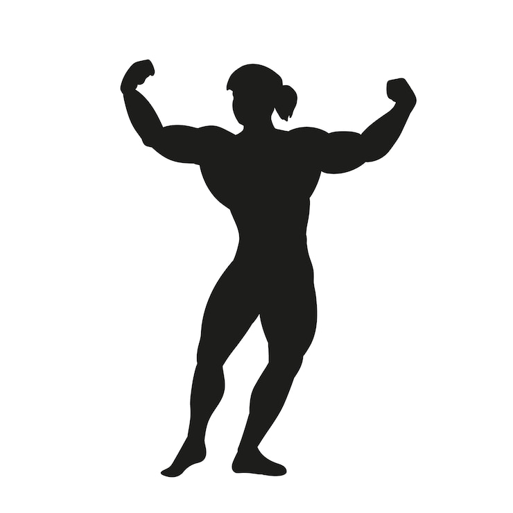 無料Vector フラットなデザインの強い女性のシルエット