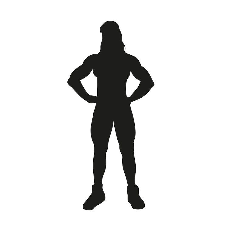 無料Vector フラットなデザインの強い女性のシルエット