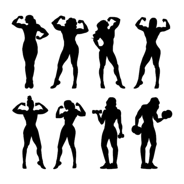 Flat design strong woman silhouette