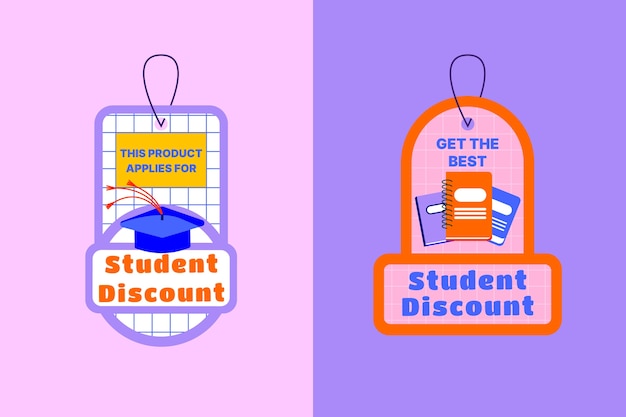 Flat design student discount label