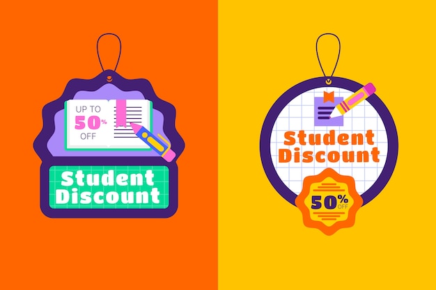 Flat design student discount label