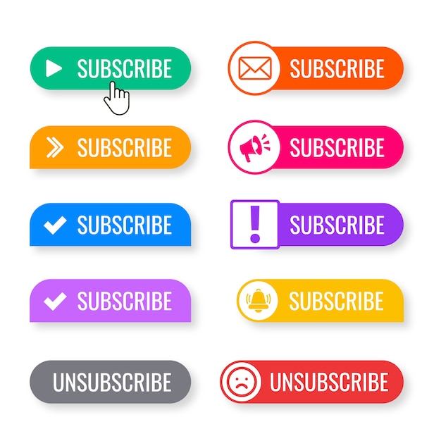 Flat design subscribe button set