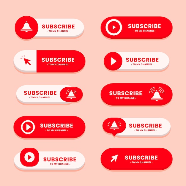 Free vector flat design subscribe button ui set