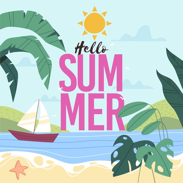 Flat design summer background concept