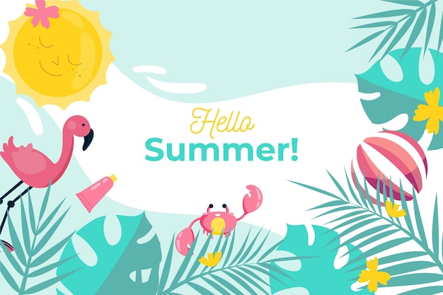 Free vector flat design summer background theme