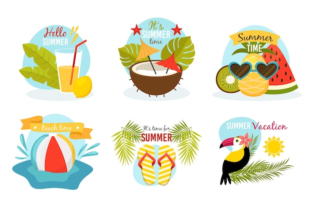 Flat design summer badges