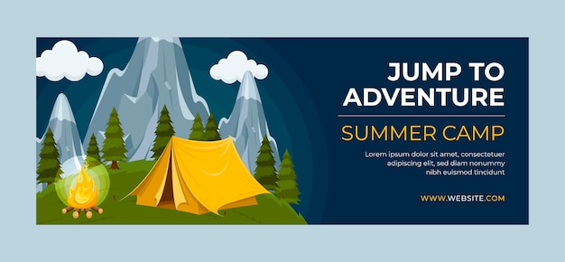 Free vector flat design summer camp facebook cover