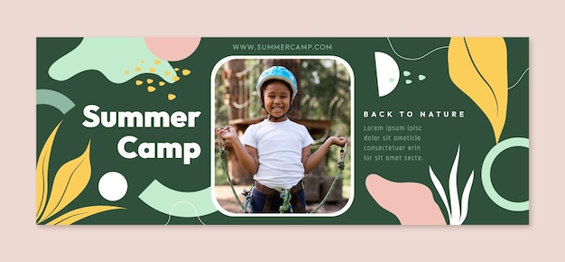 Free vector flat design summer camp facebook cover