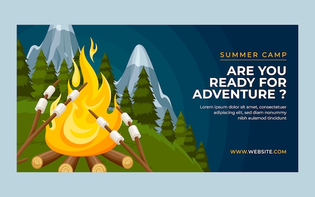 Free vector flat design summer camp facebook post