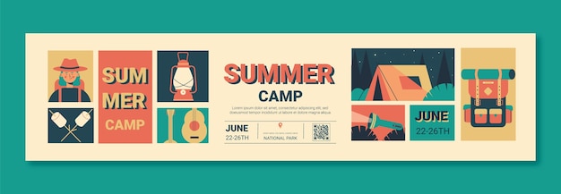 Free vector flat design summer camp template