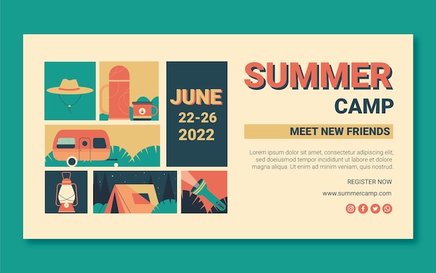 Flat design summer camp template