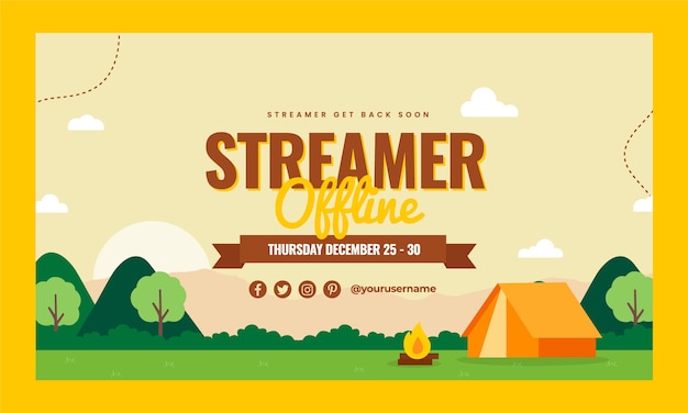 Free vector flat design summer camp twitch background