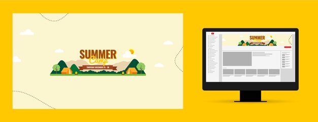 Flat design summer camp youtube channel art