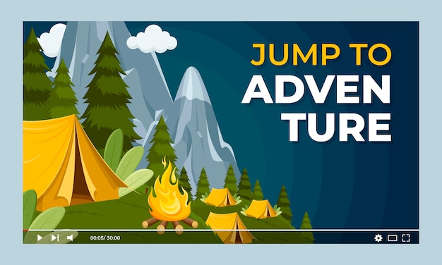 Free vector flat design summer camp youtube thumbnail