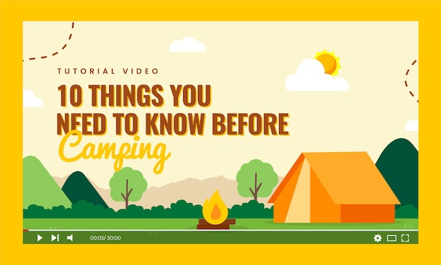 Free vector flat design summer camp youtube thumbnail