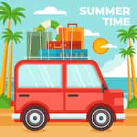 Free vector flat design summer car illustration