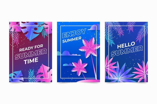 Flat design summer cards template