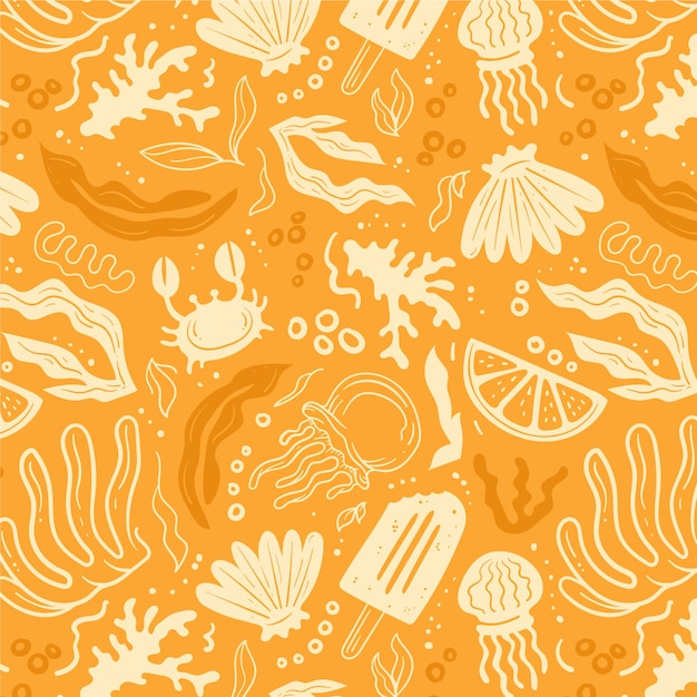 Free vector flat design summer duotone pattern design