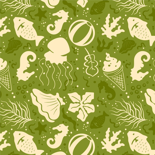 Flat design summer duotone pattern design