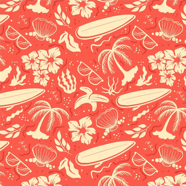 Free Vector flat design summer duotone pattern design