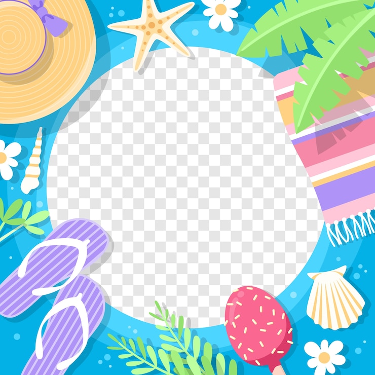 無料Vector フラットデザイン夏のフェイスブックフレームデザイン