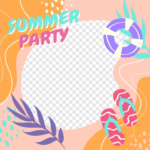 Free vector flat design summer facebook frame design