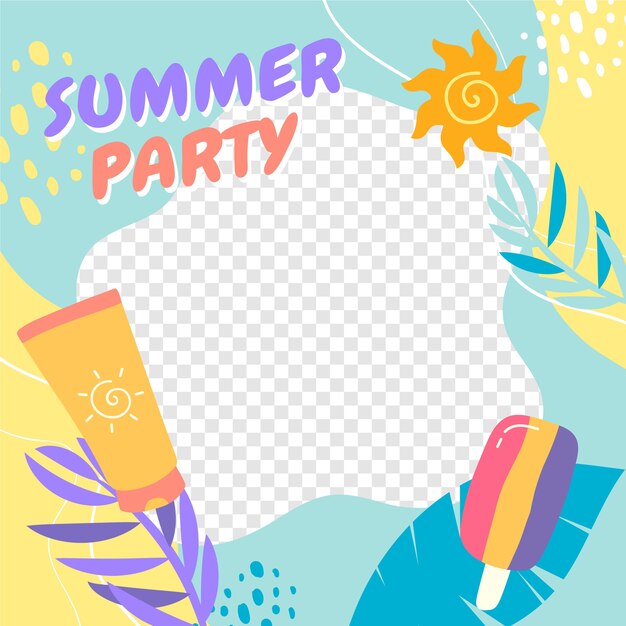 Free vector flat design summer facebook frame design