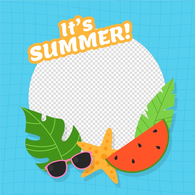 Flat design summer facebook frame