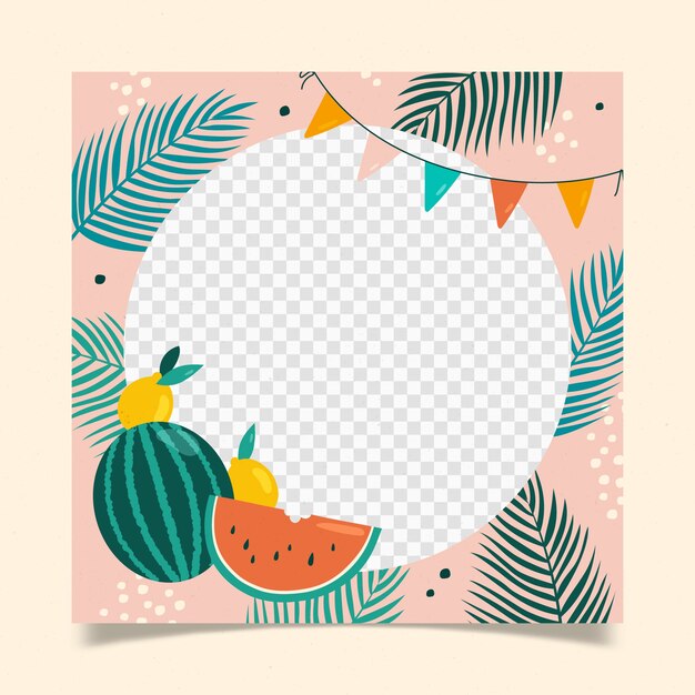 Flat design summer facebook frame