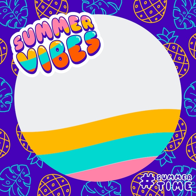 Free vector flat design summer facebook frame