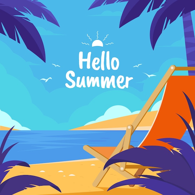 Flat design summer illustration