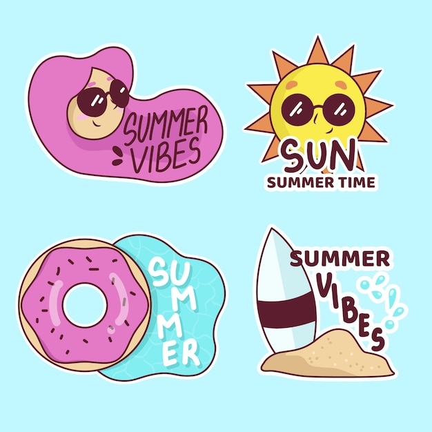 Free vector flat design summer labels concept