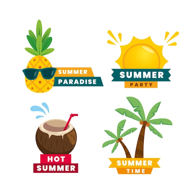 Flat design summer labels set