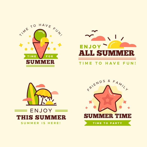 Flat design summer labels set