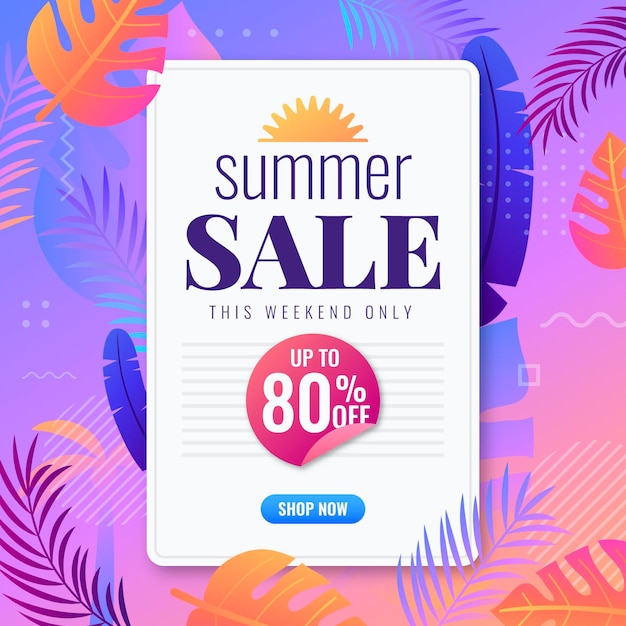 Free vector flat design summer sale banner