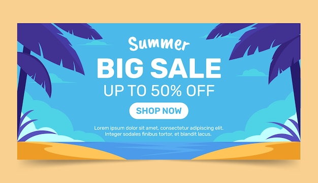 Flat design summer  sale banner